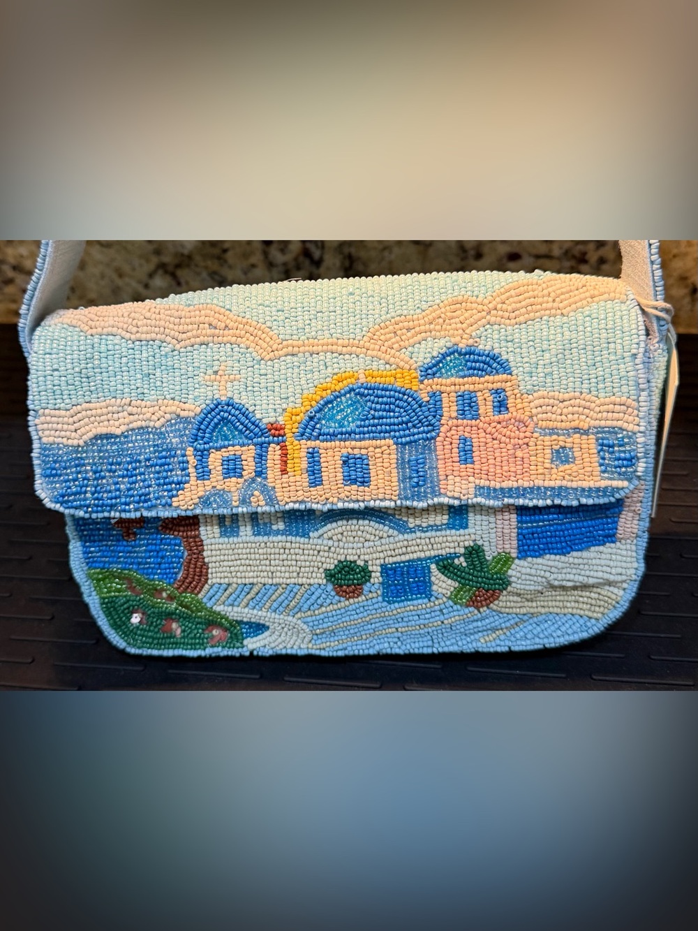 NWT Viral Sol & Mer Greece Santorini Beaded Shoulder Bag Coastal Village Purse